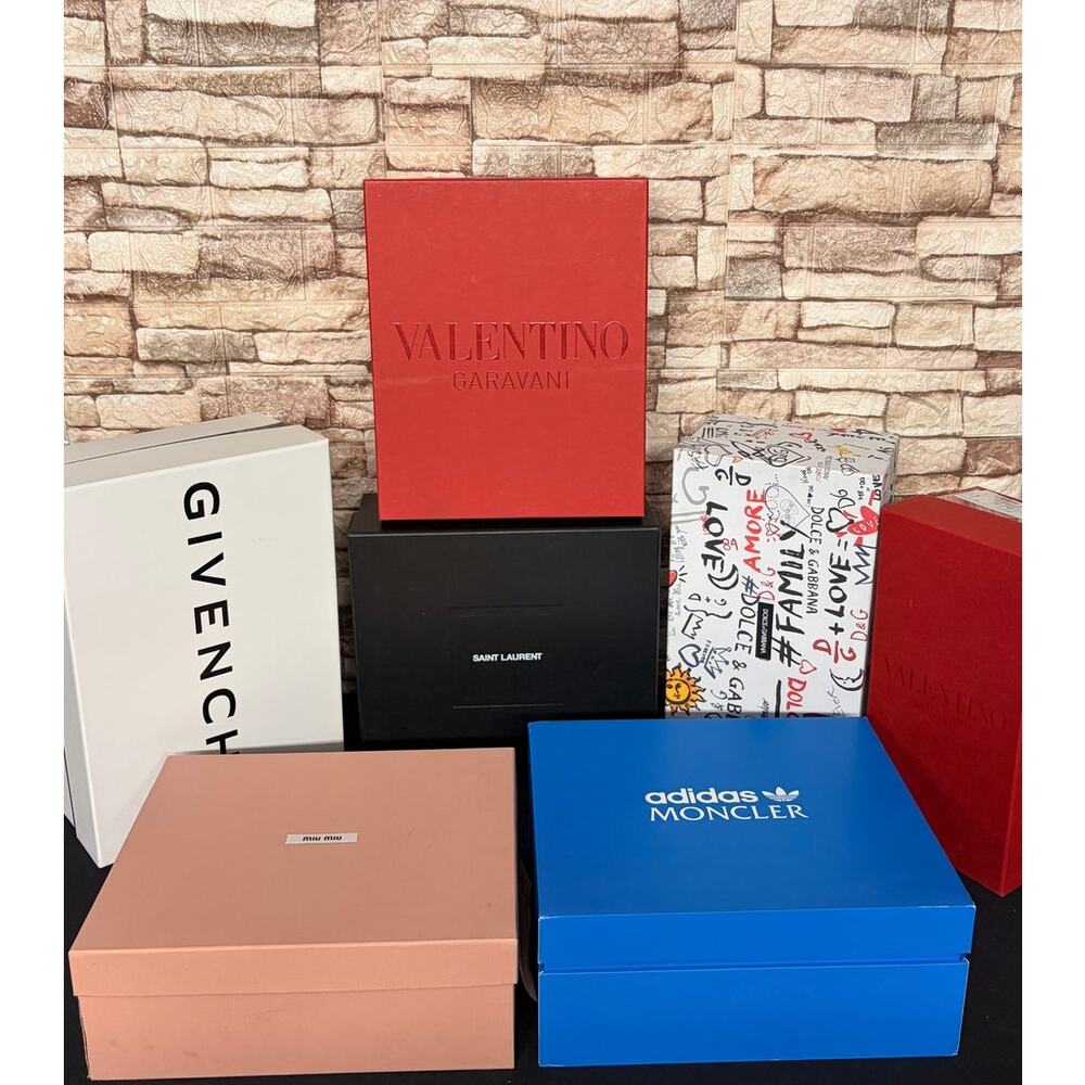 Designer Shoe Box Lot of 7 Givenchy Moncler Miu Mui Saint Laurent Valentino